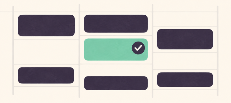 A newly confirmed appointment fills an open space among existing events on the provider's calendar.